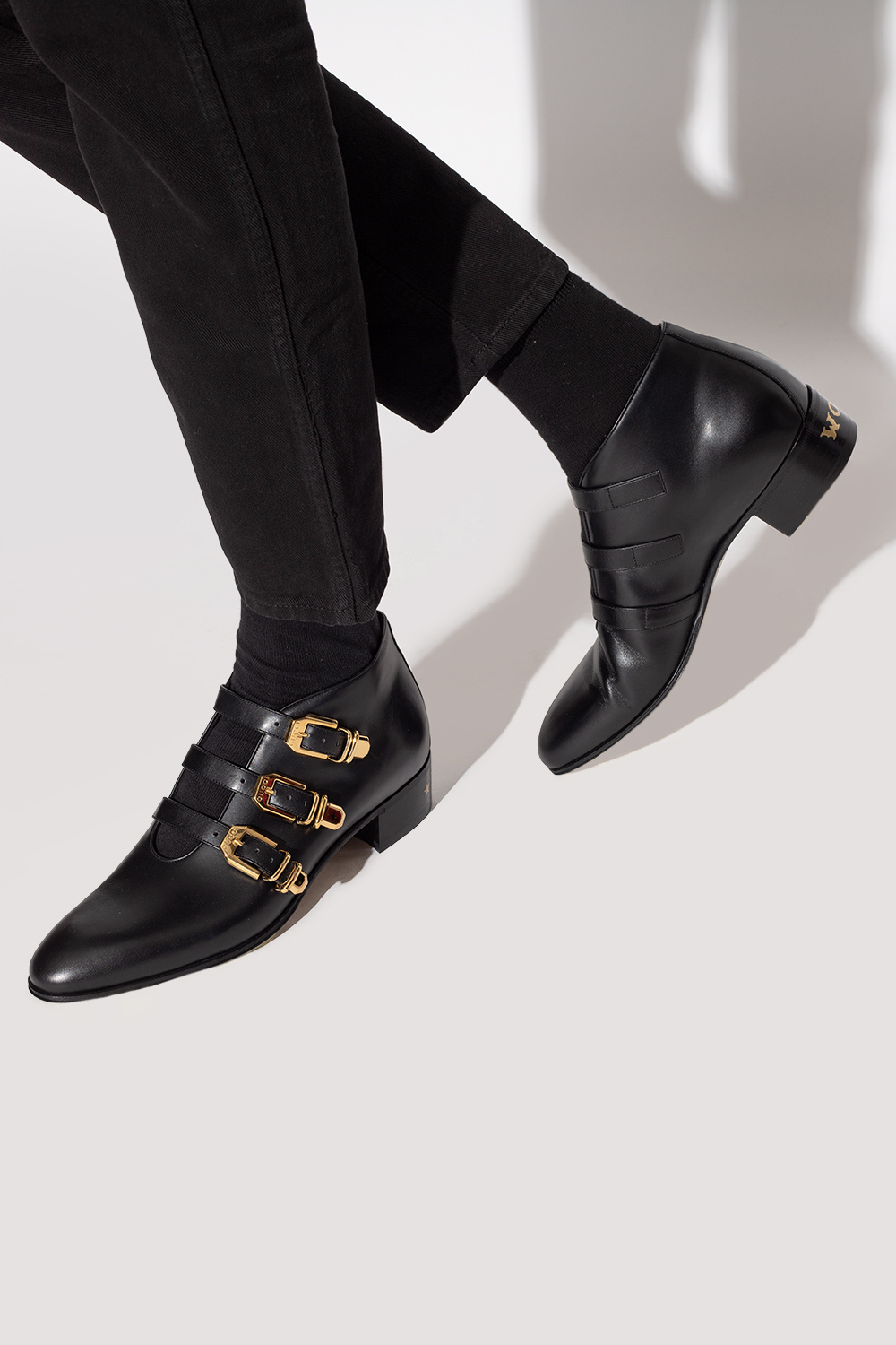 Gucci embellished leather ankle boots best sale